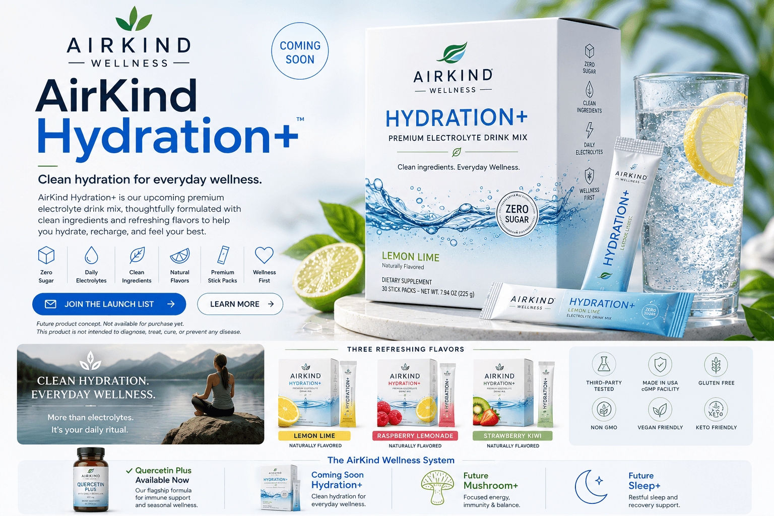 AirKind Hydration+ coming soon future daily electrolyte wellness product concept